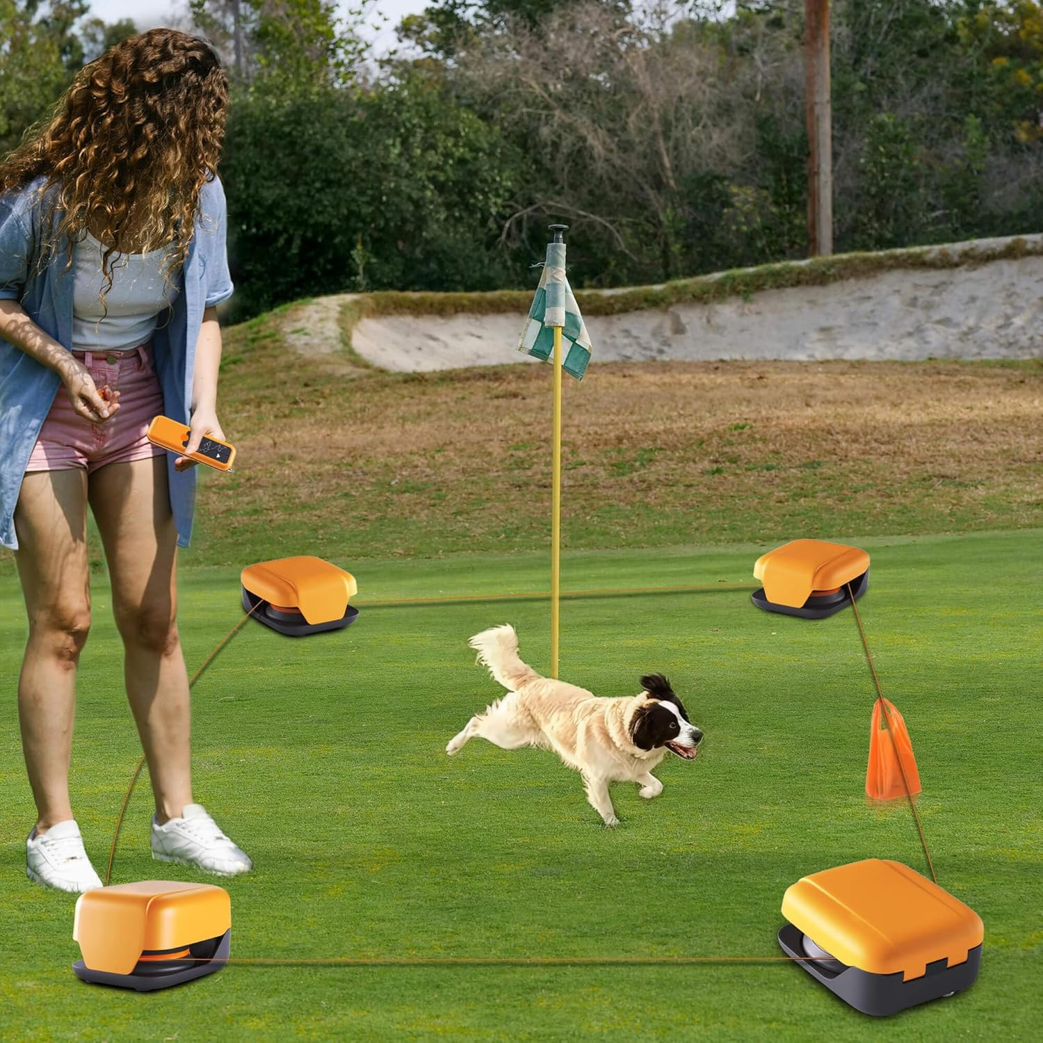 Lure Course Machine for Dogs,Interactive Dog Toys,Pet Chase Toys,Agility Training Equipment for Dogs, Remote-Control Chase Toy - for Dogs - Flag Lure Course