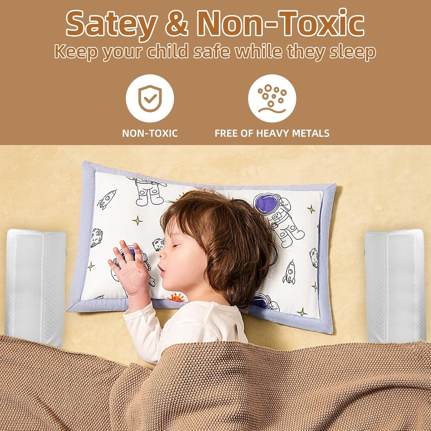 STEUGO 2 Pack Baby Bed Bumpers for Toddlers, Foam Bed Guard Rail for Kids, Toddler Bed Rail Bumper for Twin Full Queen King Size Bed,Travel Bumpers for Toddlers,Mattress Bumpers for Kids image number 6