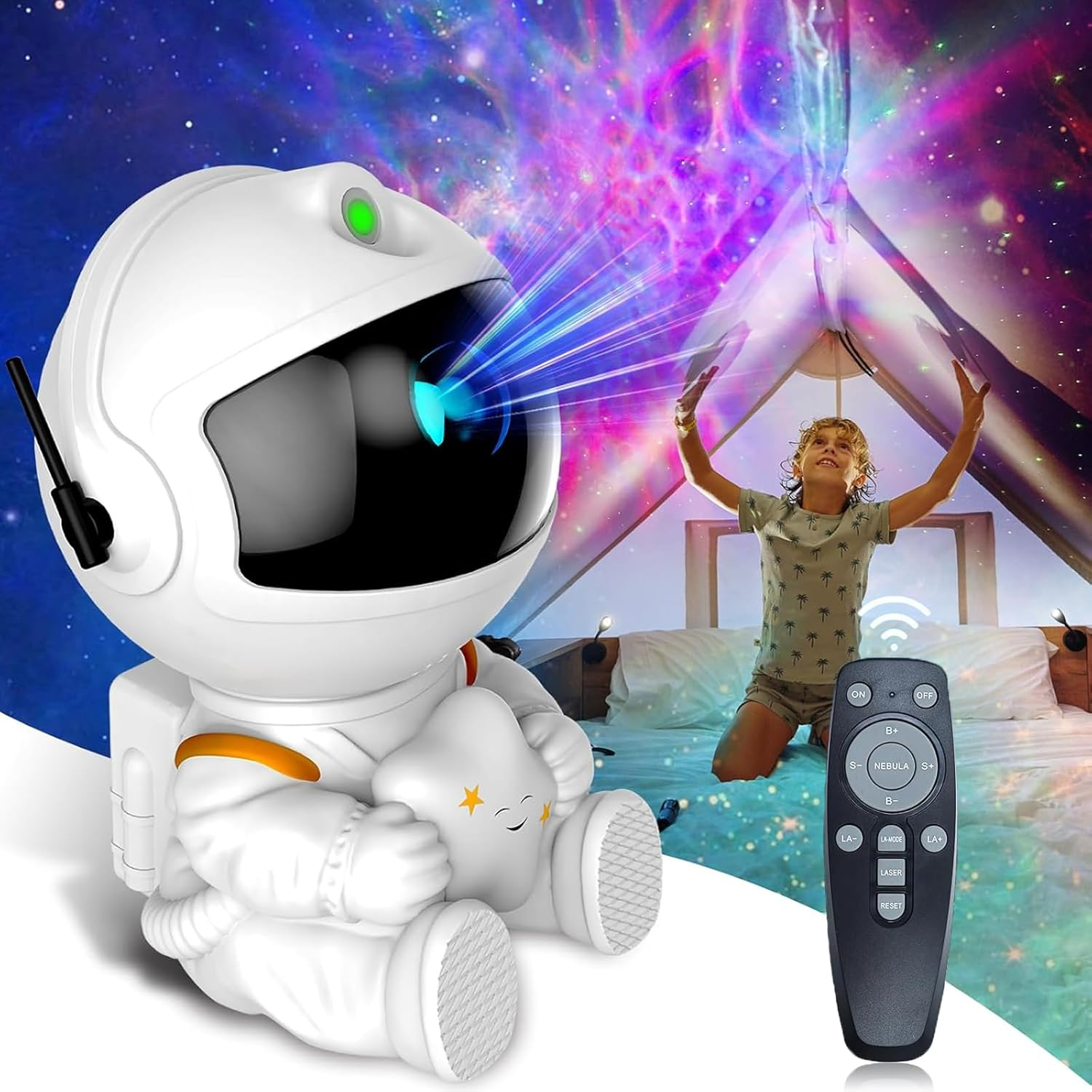 Astronaut Galaxy Star Projector, Galaxy Light Projector, Space Planetarium Projector, Kids Night Light, 8 Modes Remote and 360&deg; Adjustable Star Lights Projector for Bedroom, Ceiling, Party Decor Gifts image number 4
