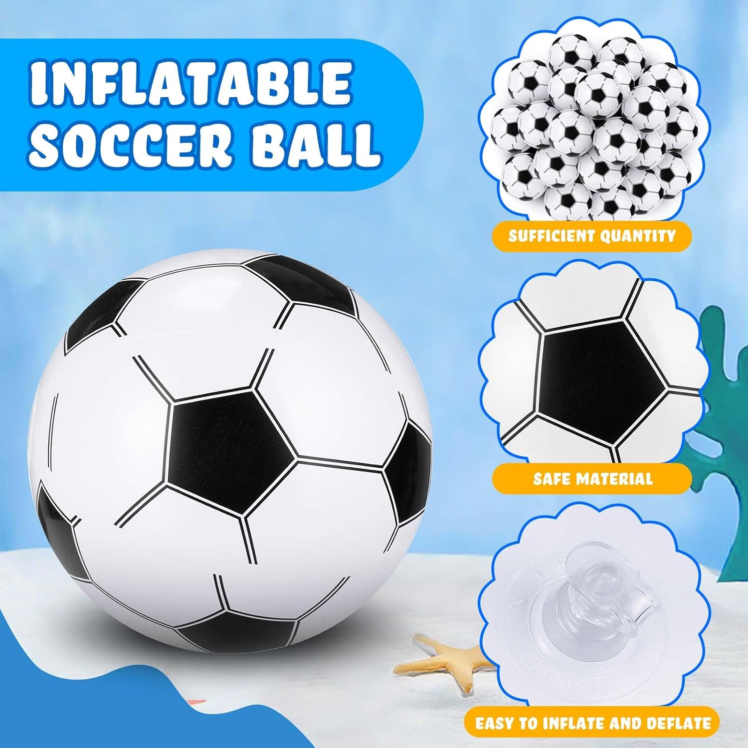 Chivao 100 Pcs Inflatable Beach Ball Bulk 16 in Large Sport Inflatable Ball Swimming Pool Blow up Ball for Outdoor Summer Activity Adult Teen Kid Party Favors Game Decoration Gift image number 1