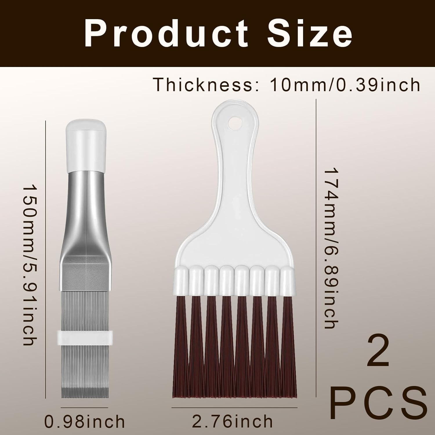 Lamellar Comb, Pack of 2 Slat Comb Dryer, Condenser Comb Dryer, Condenser Stainless Steel Radiator, Dryer Cleaning Brush, for Cleaning Air Conditioners, Refrigerators, Evaporators image number 3