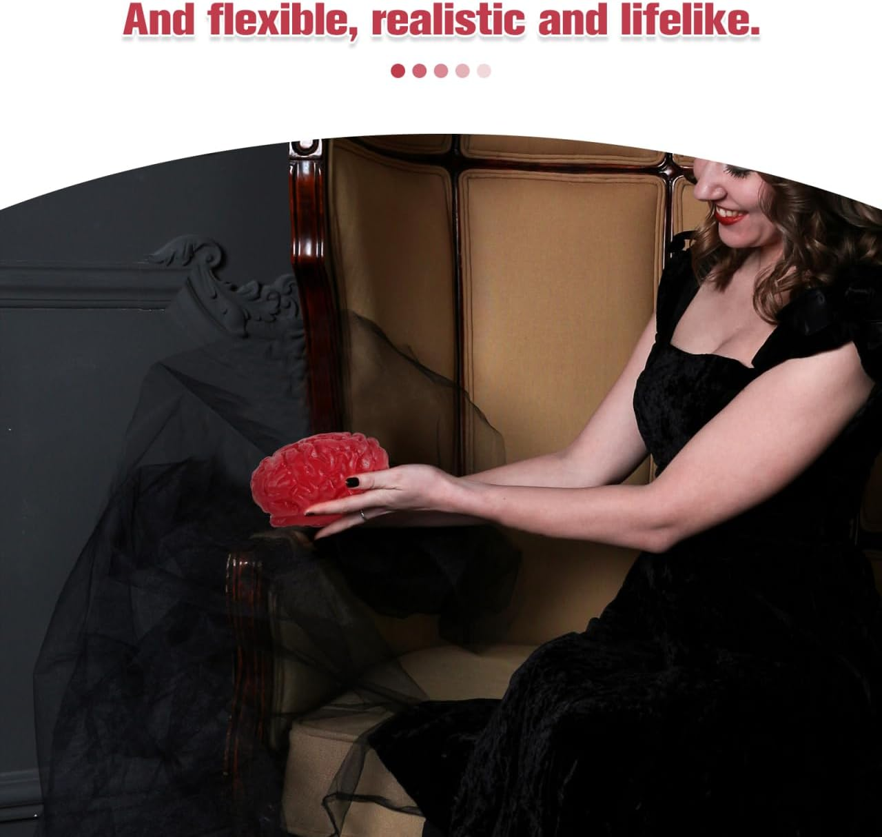 Latex Simulated Brain Props 2Pcs Realistic Fake Human Brains 5.1X3.5 Inch Halloween Decor Horror Party Decorations for Haunted Houses image number 3