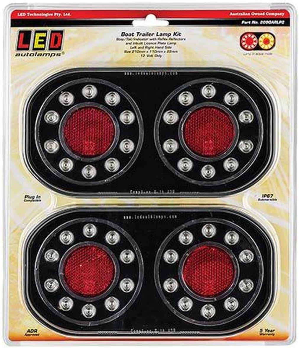 LED Autolamps 12V LHS/RHS Stop/Tail/Indicator/Licence Plate Lamp, 210 Mm X 110 Mm X 30 Mm Size