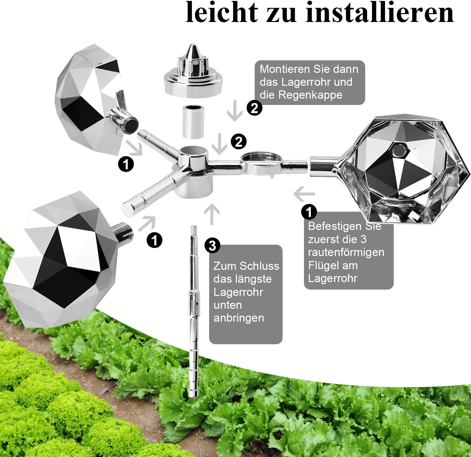 YIKEDAN Bird Deterrents for Outside, Bird Repellent Outdoor for Deterring Small Birds Pigeon, Bird Reflectors Spinning Wind Powered for Patio, Yard, Garden, Rooftop and Vegetable Gardens image number 4