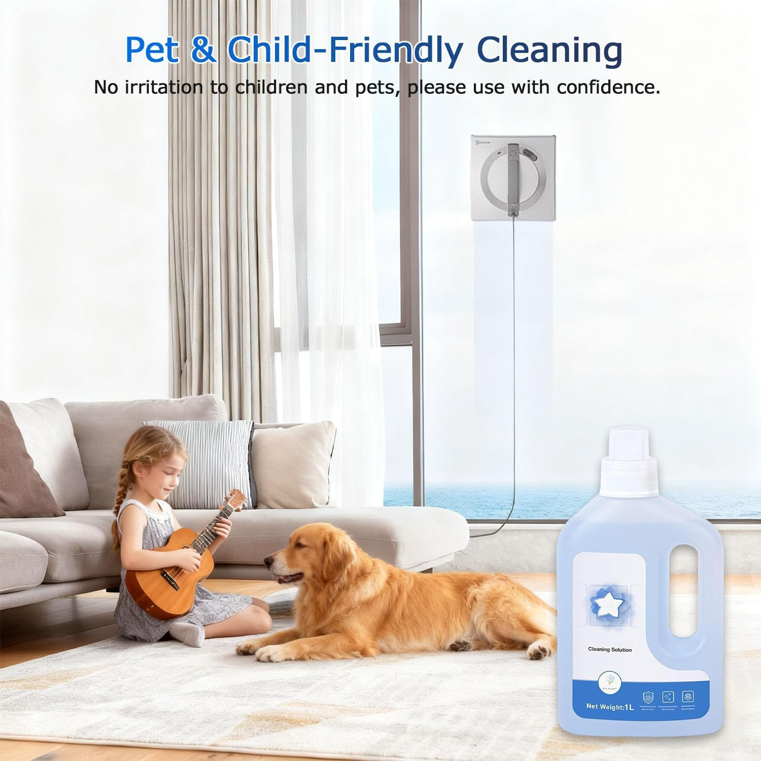 Multi-Surface Winbot Cleaning Solution Compatible with ECOVACS Winbot W1 PRO/W2 PRO Omni/W1S/All Winbot, Window Cleaner 1L image number 1