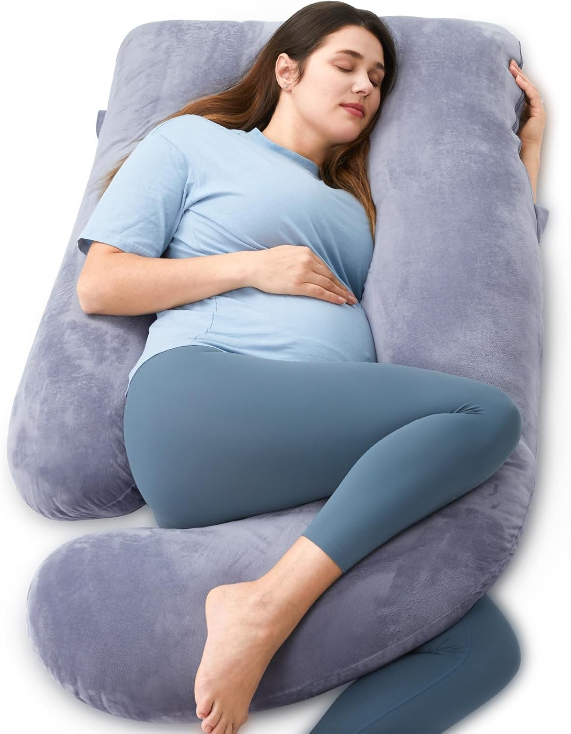Momcozy Pregnancy Pillows for Sleeping, U Shaped Full Body Maternity Pillow with Removable Cover - Support for Back, Legs, Belly, HIPS for Pregnant Women, 57 Inch Pregnancy Pillow for Women, Grey image number 4