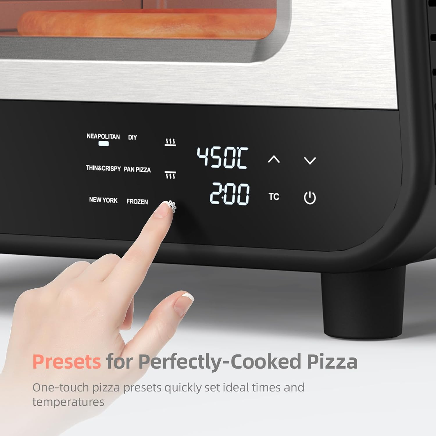PAYISHO Indoor Pizza Oven Smart Touch Screen, 12" Countertop Pizza Oven Electric Pizza Maker with Pizza Stone & Cutter, 6 Pizza Presets, Heats up to 450℃, Makes Pizzas in 2 Min,Cooker for Home,Au PLUG image number 2