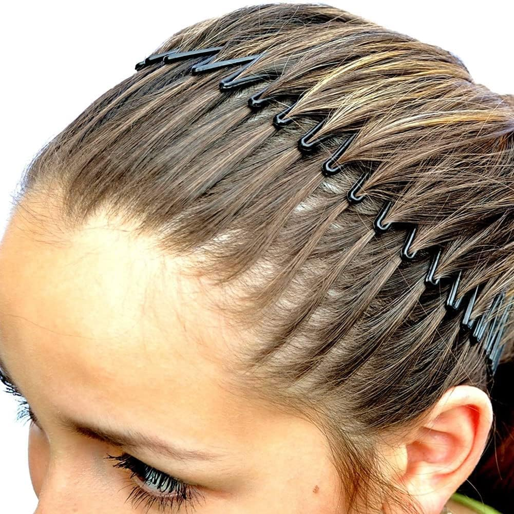 2 Pieces Black Stretch Comb, Full Circular Stretch Hair Comb, Plastic Headband, Hair Band Holder, Hairstyle Accessories for Long and Short Hair, Headband and Headbands, Hair Accessories image number 5