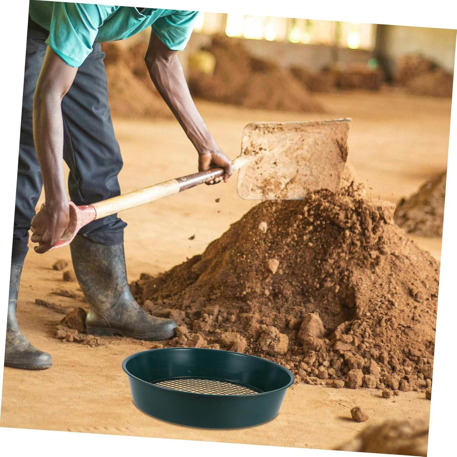 Sosoport Garden Soil Sifter Replaceable Mesh Metal Sieve for Soil Sifting Rocks Sieve Manual Garden Supplies image number 2