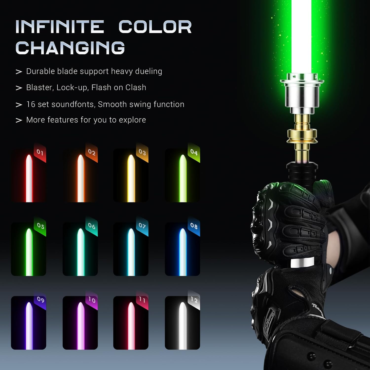 G4E Lightsaber with Bluetooth App, Smooth Swing, 16 Sound Fonts, Infinite RGB Colour Change, Motion Control. Upgraded RGB V3.0. Light Saber for Adults and Cosplay. (Obi RGB (Duelling)) image number 4
