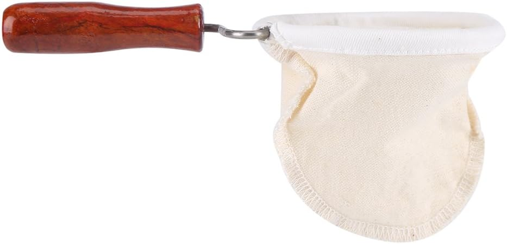 Coffee Filter Handmade Reusable Cafe Flannel Cloth Filter Bag Coffee Sock with Wooden Handle Small Beige image number 1