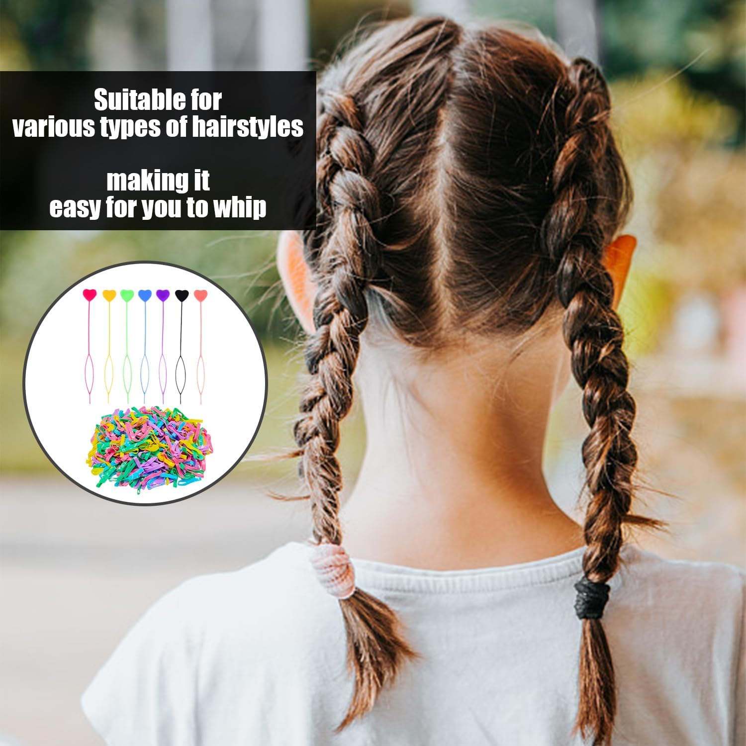 16 Pieces Love Hair Pullers 1 Pack Small Rubber Bands Braid Beads Gadgets Hair Tools Hair Braider Hair Styling Tools image number 2