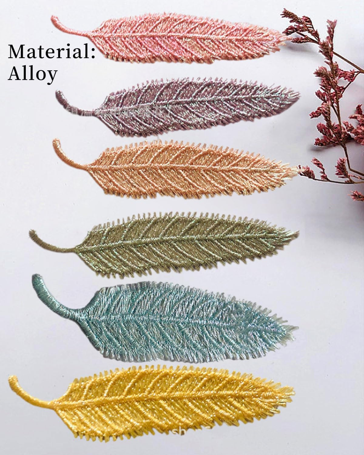 KGDUYC 6Pcs Leaf Bookmarks, Card Bookmarks, Handmade Satin Bookmarks, Crochet Flower Bookmarks, Personalised Handmade Gift for Book Lovers, Teachers image number 3