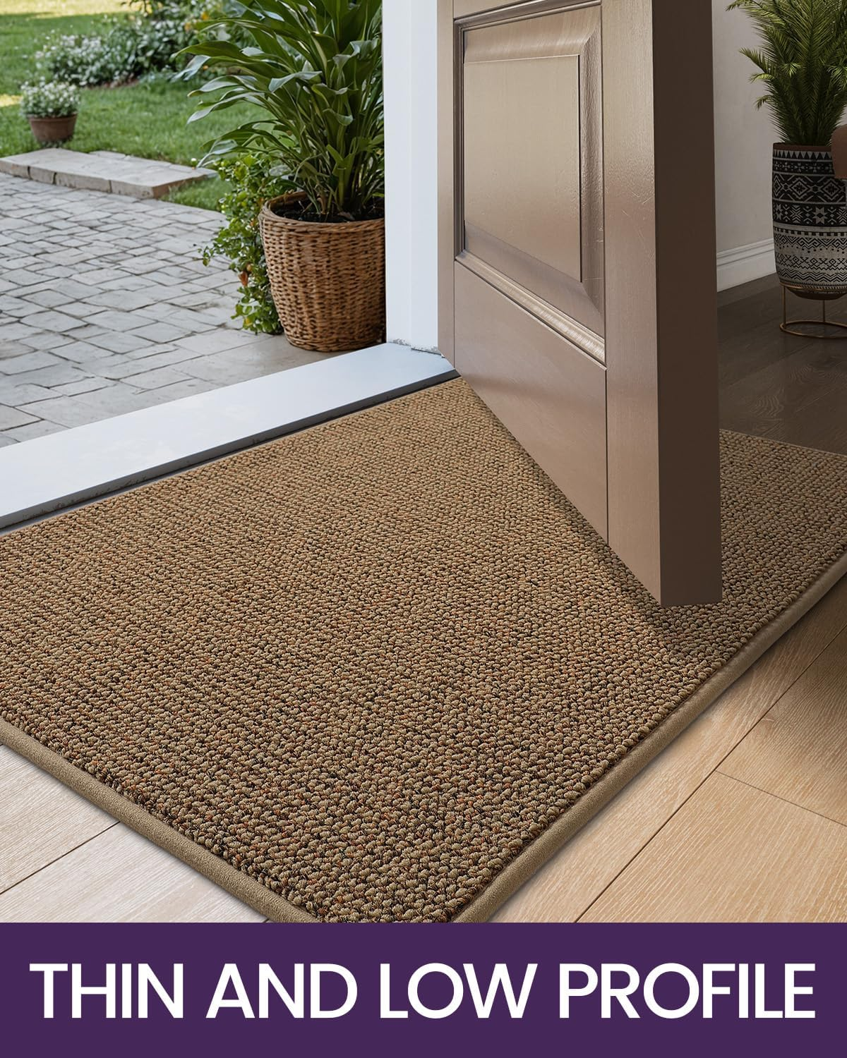 DEXI Front Door Mat Indoor Rugs for Entryway, Trap Dirt Non Slip Low Profile Absorbent Washable Doormat Entry Rug for inside Home Entrance, 80 X 120 Cm, Beige image number 6