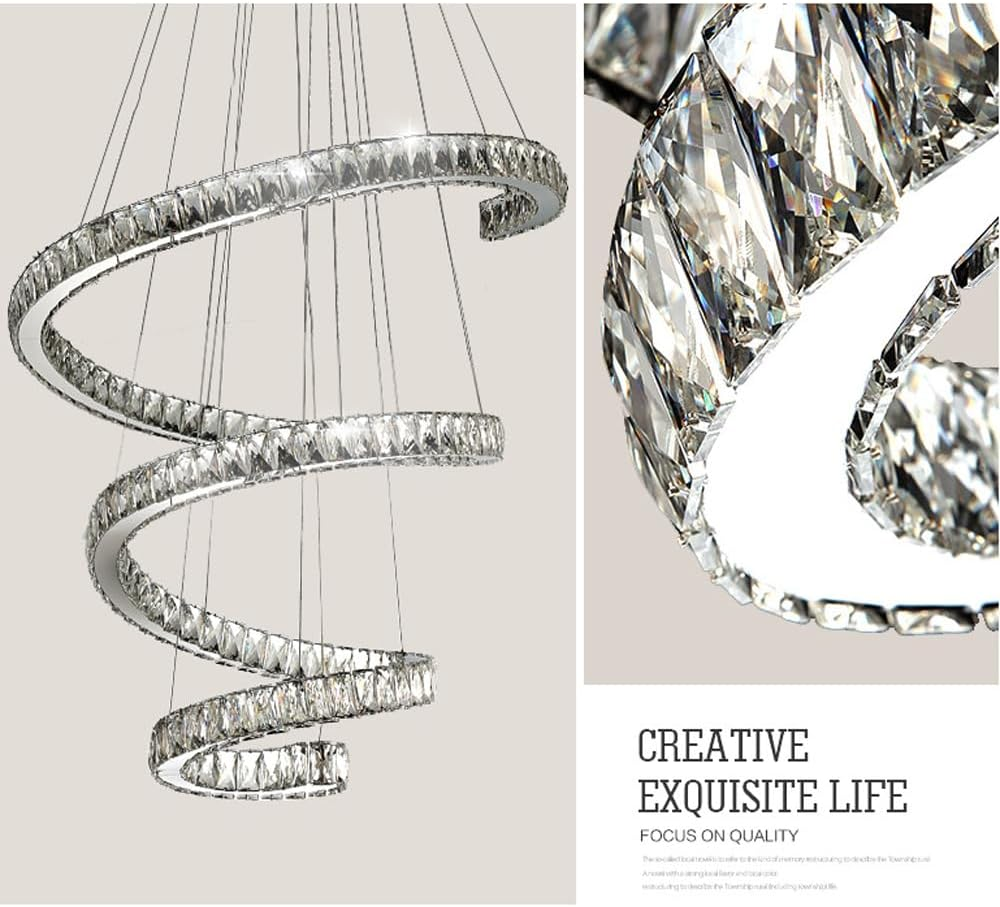 Crystal Chandelier - Large LED Pendant Light for High Ceilings, Adjustable Foyer Lighting Fixture for Staircase, Entryway, Living Room, Dining Room, Kitchen, Bedroom WFJ