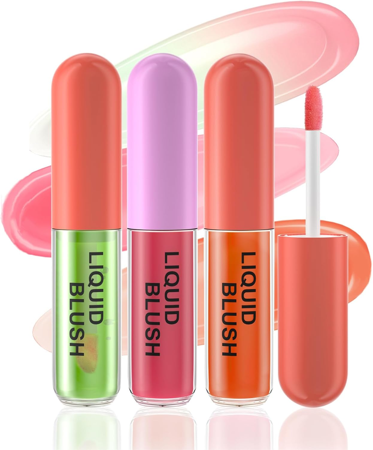 MKNZOME 3Pcs Colour Changing Liquid Blush - Clear to Pink Cheek Tint, Blushers for Cheeks Makeup, Moisturizing Cream Blush Oil, Long-Lasting Waterproof Formula, Smudge-Proof Makeup for Radiant Cheeks