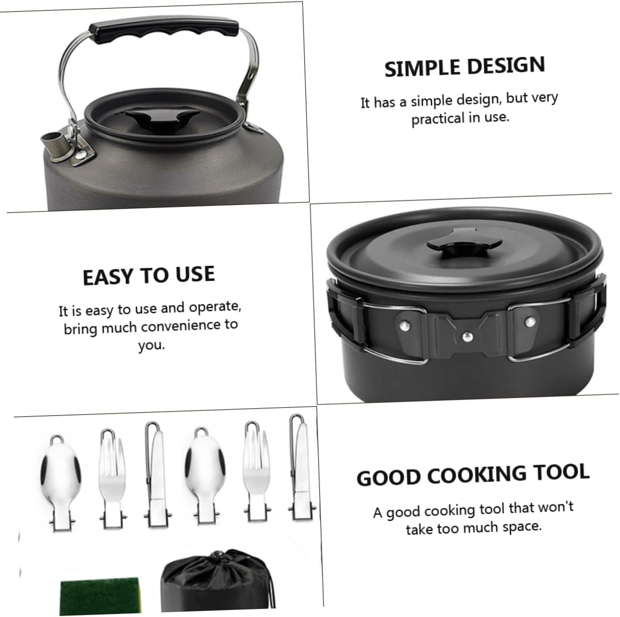 Camping Cookware for Barbecue Person Outdoor Dining Cooker Portable Cooking for Backpacking image number 3