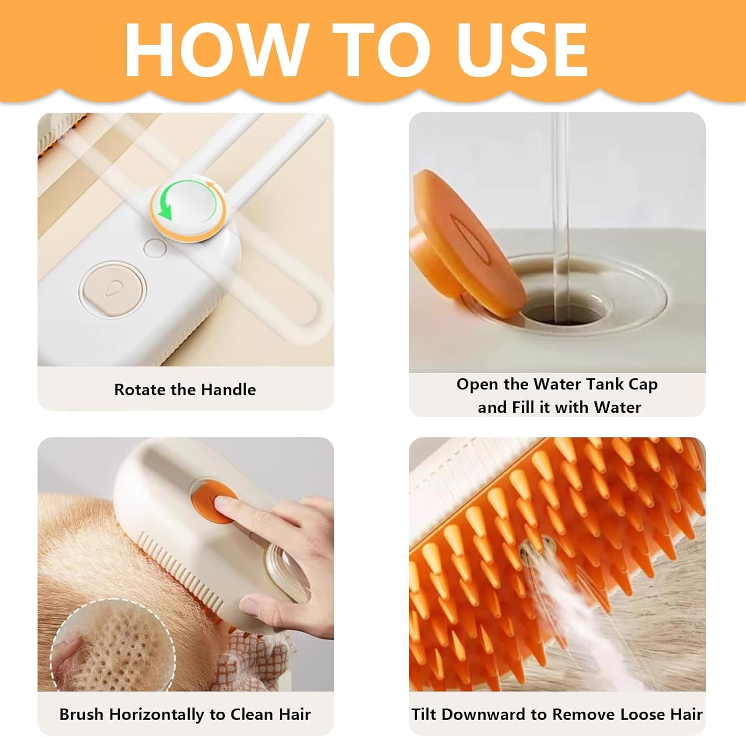 3-In-1 Cat Brush with Steam, Steamy Cat Brush, Cat Steamy Brush, Cat Hair Brush with Water, Multifunctional Pet Spray Massage Comb, Steam Brush for Cats and Dogs, Anti-Static and Knot Resistant image number 3