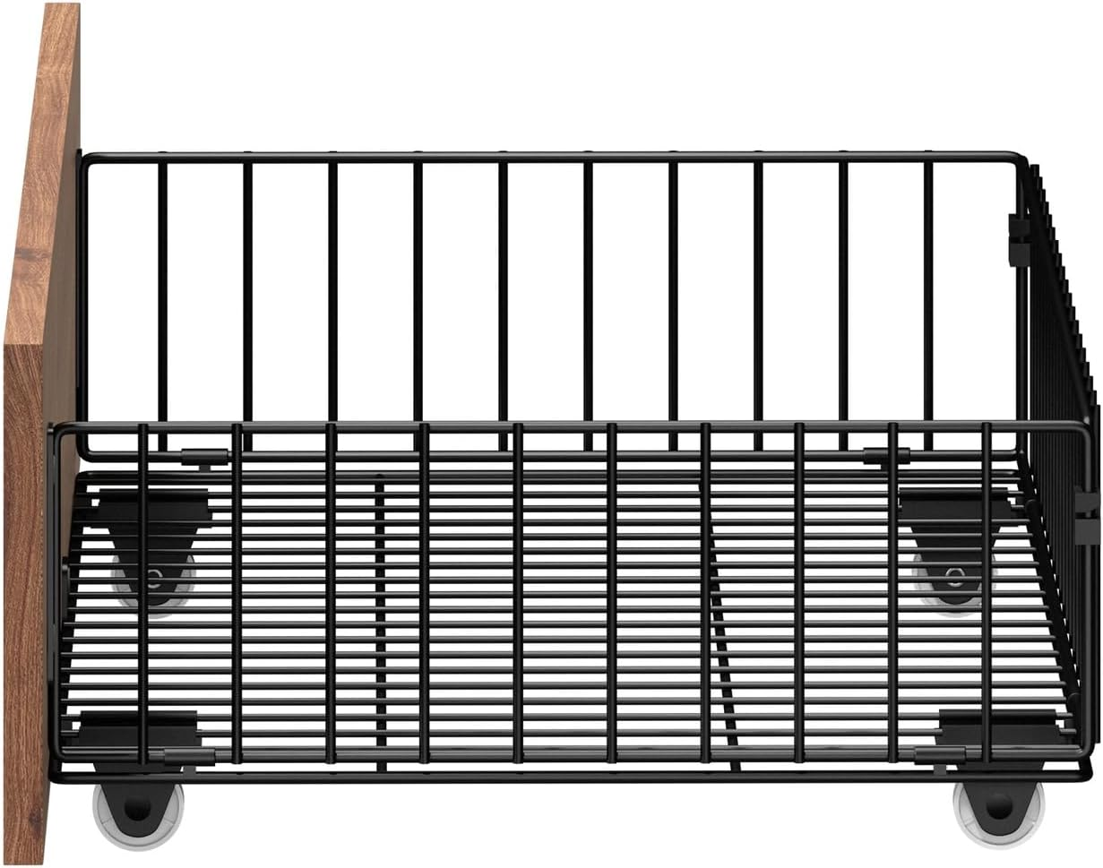 Oikiture 2X Bed Frame Storage Drawers with Wheels Metal Brown image number 4