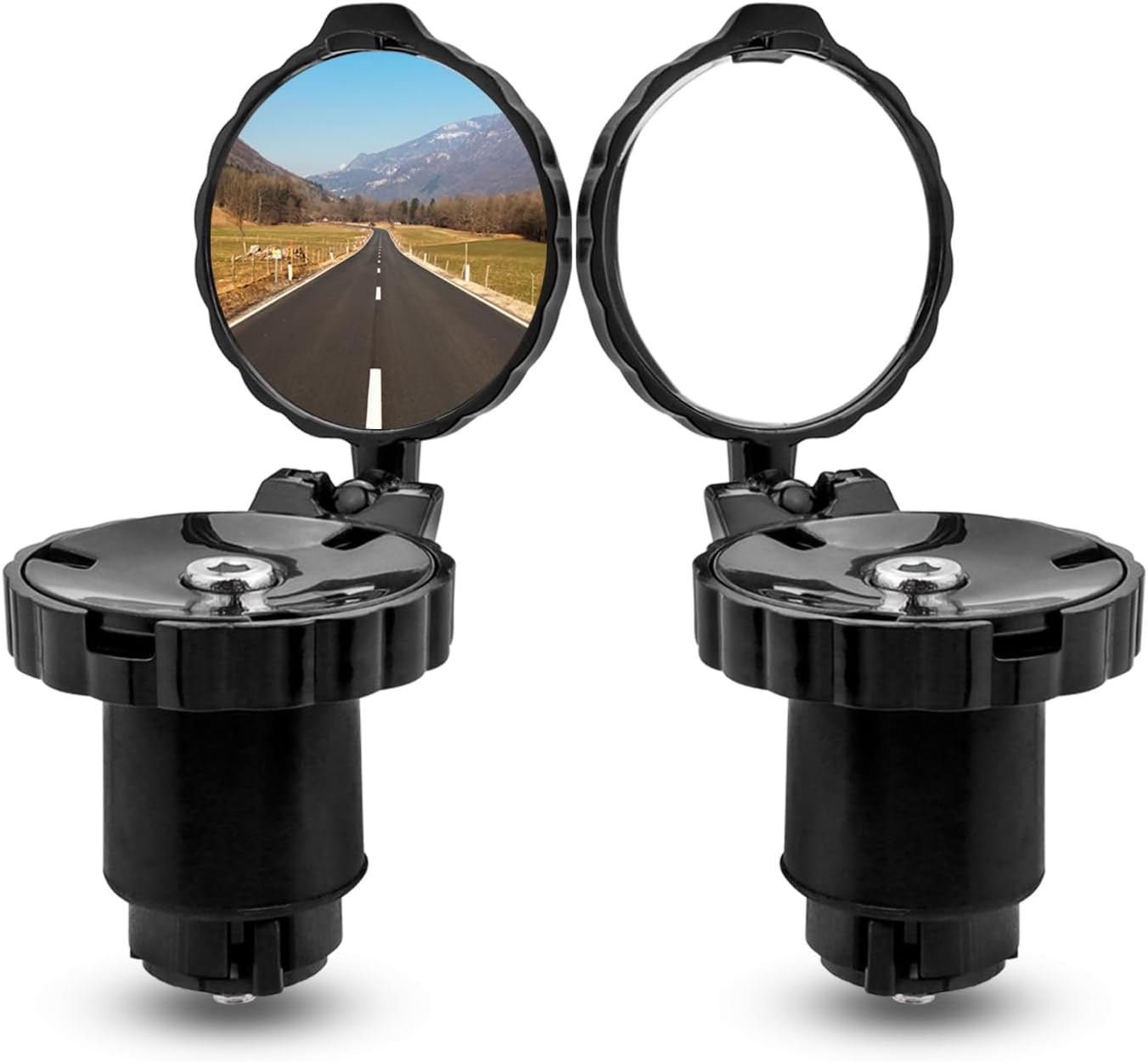 Bestgle 2 Pack Bike Mirrors for Handlebar Ends, Foldable Bicycle Handle Bar Mount Rearview Mirror Adjustable Wide Angle Road Bike Bar End Folding Rear View Convex Mirror Set for Safety Cycling image number 6