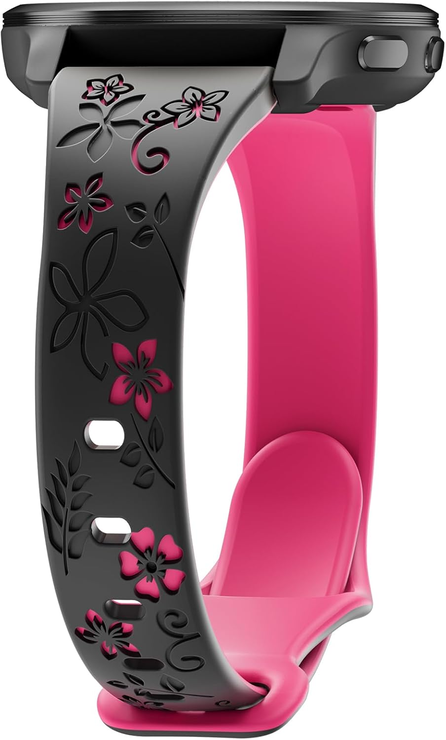 20Mm Floral Engraved Band Compatible with Garmin Vivoactive 5 Watch Band/Vivoactive 6/3/3 Music/Venu Sq 2/Venu/Venu Sq, Soft Slim Silicone Cute Embossed Strap for Forerunner 55/165/245/645