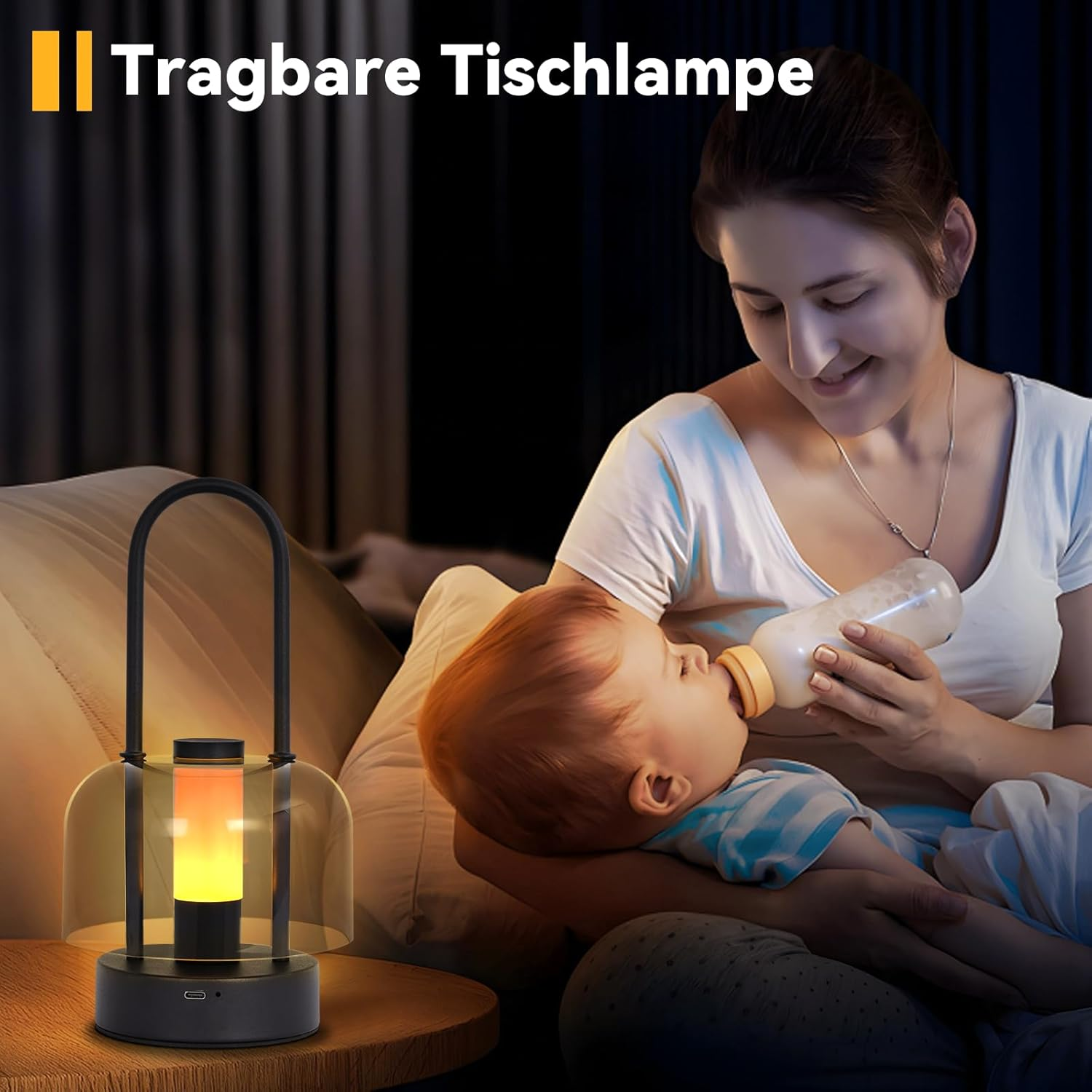 Homefire Table Lamp Battery LED Portable Table Lamp - Wireless Bedside Lamp Dimmable 1800 K - 6500 K with Memory Function USB-C Rechargeable Touch Lamp for Indoor and Outdoor Use Black image number 3