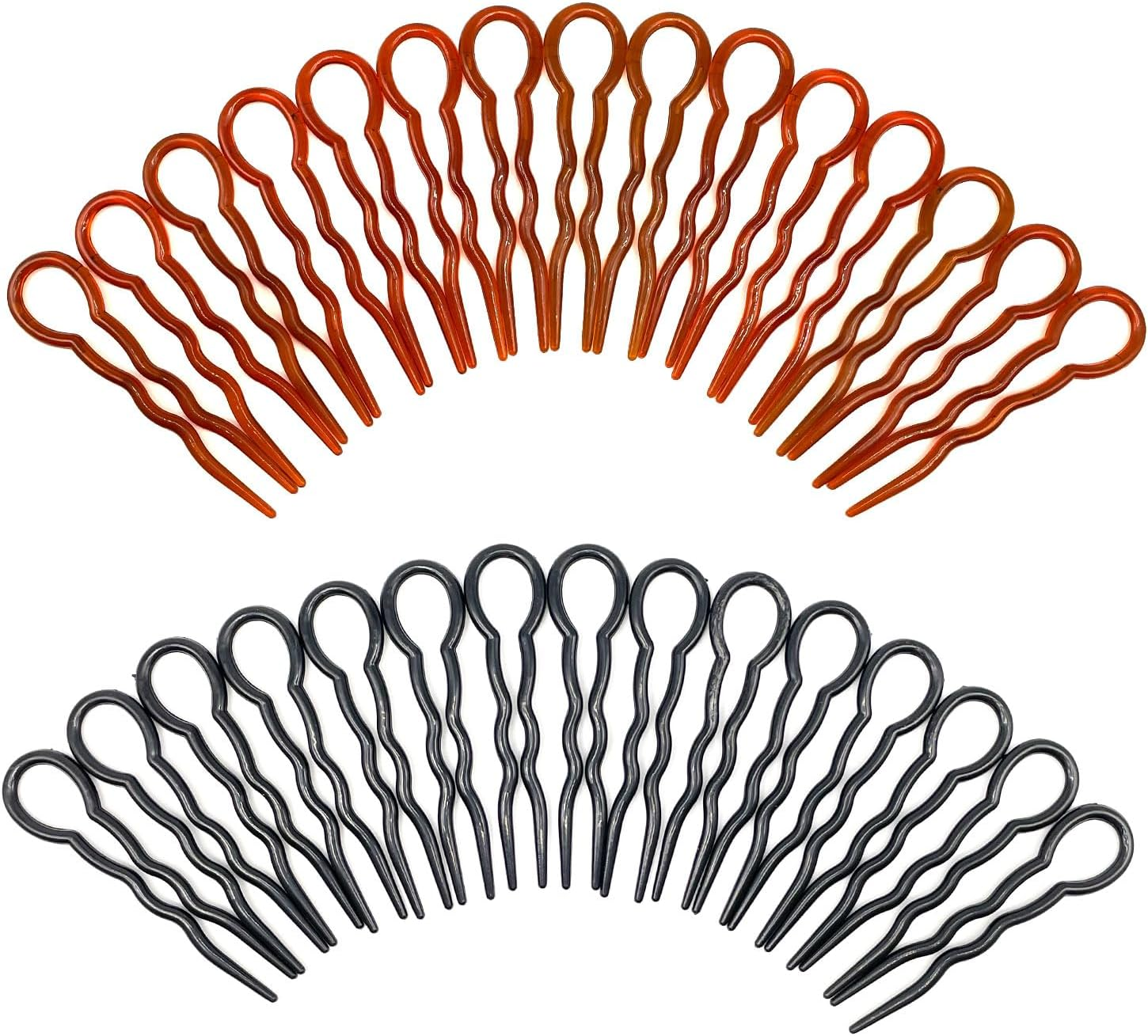 UILYNIU Pack of 30 Women'S Style Handle Hair Pins, U-Shaped Hair Fork, Wave Chignon Hair Pins, Durable Pins, Plastic Hair Pins, Hairstyle Accessories for Fine, Thick, Long Hair (Black, Brown)