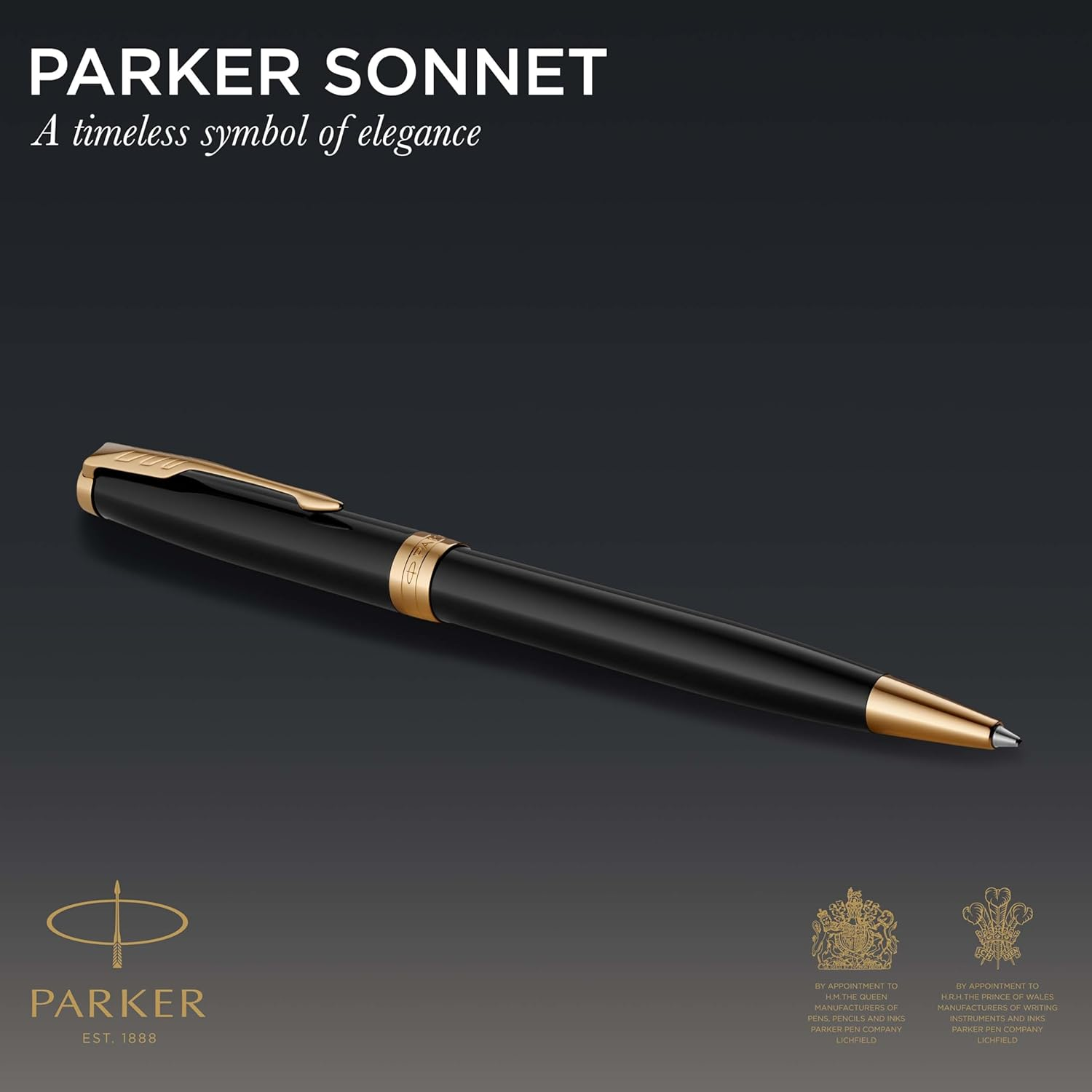 PARKER Sonnet Ballpoint Pen, Black Lacquer with Gold Trim, Medium Point Black Ink (1931497) image number 4