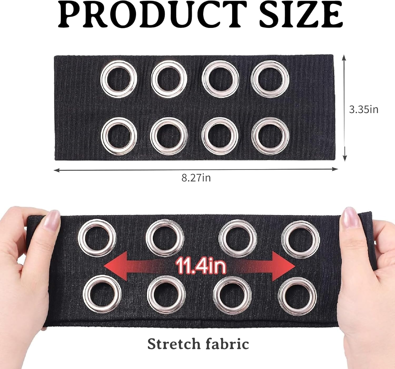 Punk Grunge Wide Hair Bands Women Hollow Eyelets Elastic Headband Hair Band with Rivets Wide Punk Rock Headband with Stretch for Women Fitness Yoga and Running image number 1