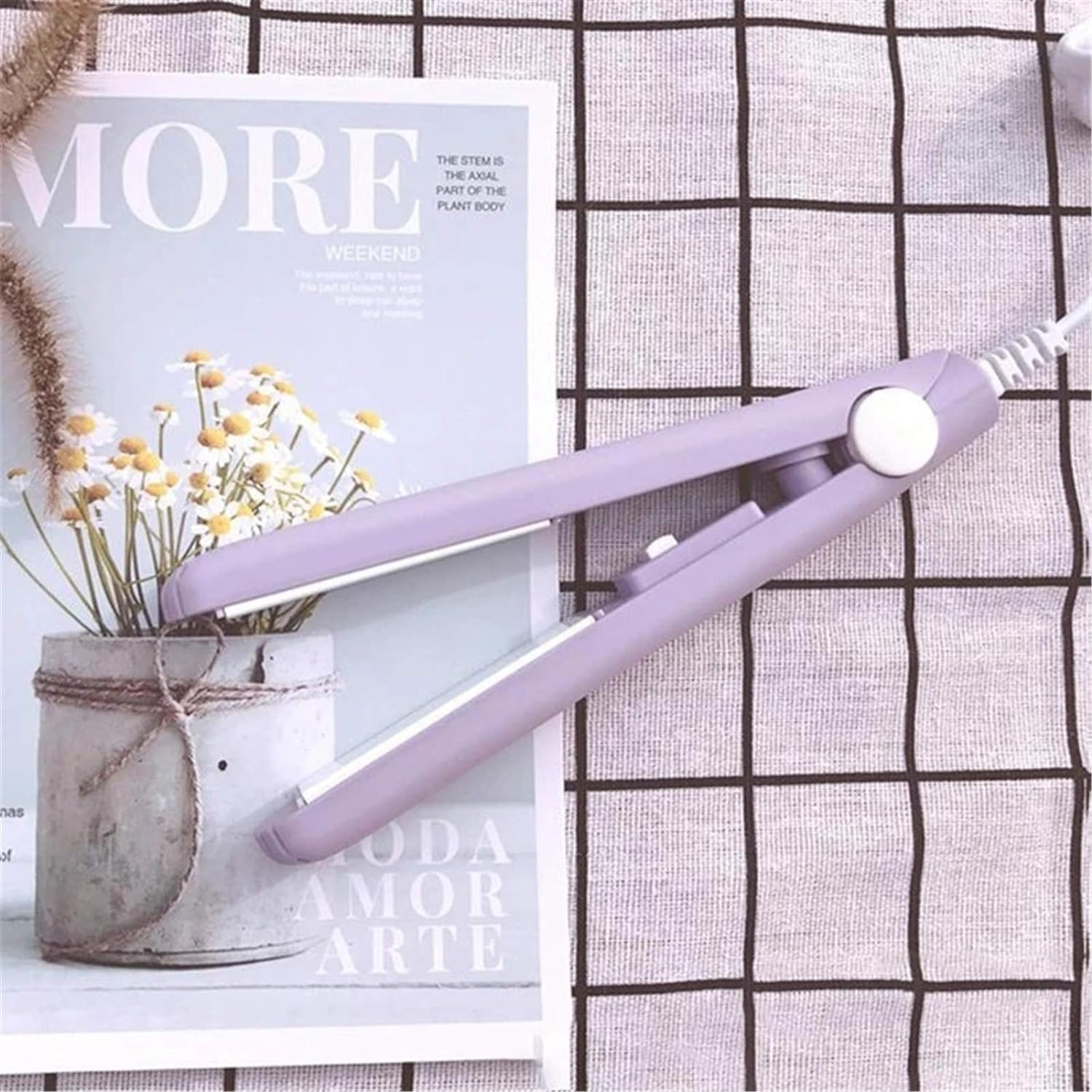 Purple 2024 New 2-In-1 Mini Ceramic Curling Iron and Straightener for Fine and Short Hair, 1/2 Inch Barrel