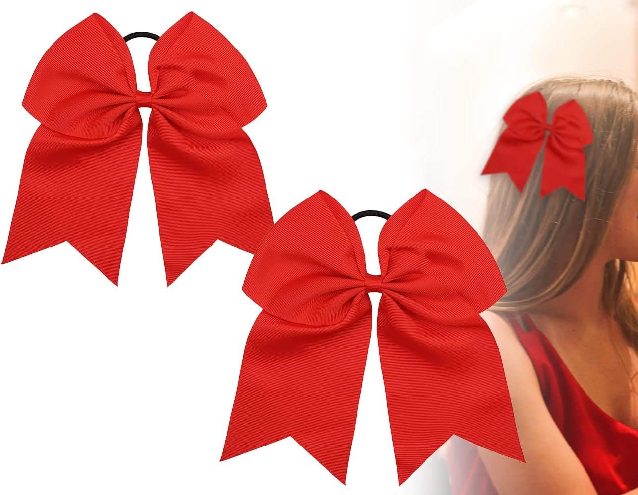 KAPSING Pack of 2 Hair Bows, Large Red Bows Hair Bows, Ponytail Holder, 19 Cm Cheerleader Bow, Hair Accessories, Headpiece image number 5