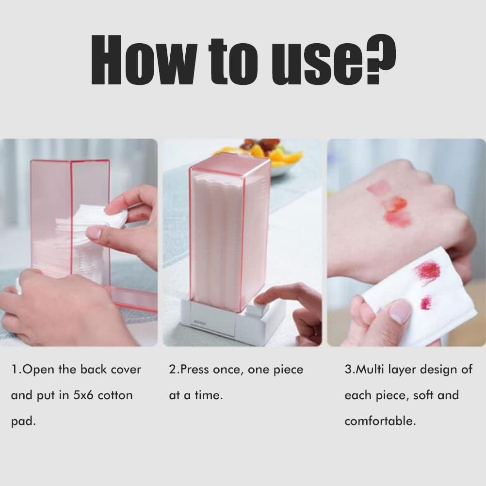 Cosmetic Cotton Storage Box, anti Slip Bottom Design Automatic Cotton Pad Dispenser, Take Out and Press Easily Clear Make up Pads Container with Lid, the Best (White) image number 6