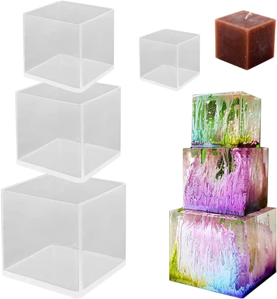 6 Pcs Sphere Cube Resin Molds, Finegood Clear Resin Molds Silicone Epoxy Resin Molds DIY Seamless Crystal Ball Silicone Mould for Resin Candle Soap