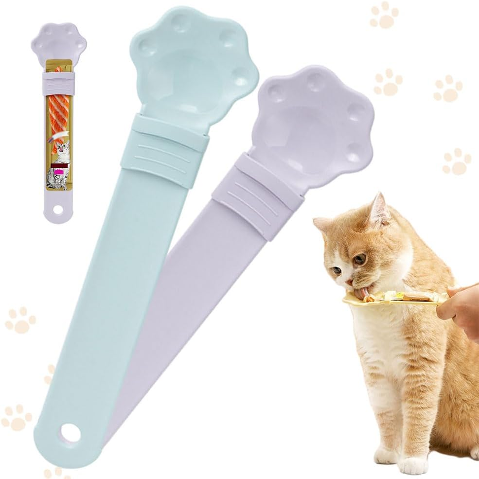 Cat Strip Feeder, 2024 New Cat Strip Happy Spoon Cat Treat Feeder Food Spoon with Hanging Hole, Multi Functional Cat Wet Treat Squeeze Treat Spoon for Pet Dogs Cats (Pink)