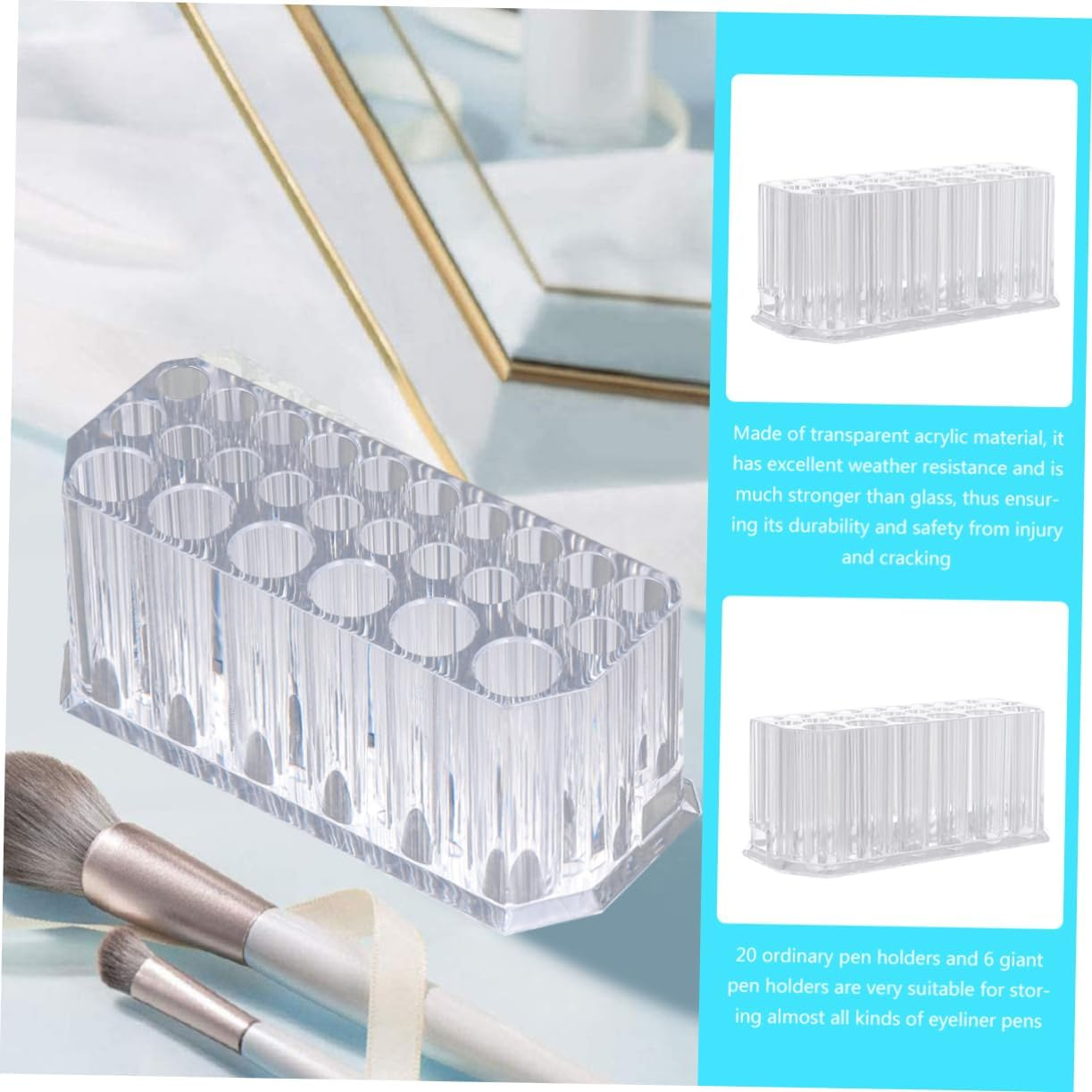 FRCOLOR 26 Pen Display Stand Makeup Brush Organizer Eyeliner Stand Makeup Brush Holder Makeup Pen Holder Makeup Display Stand Lip Liner Organizer Lip Liner Holder Eyeliner Holder Acrylic image number 4