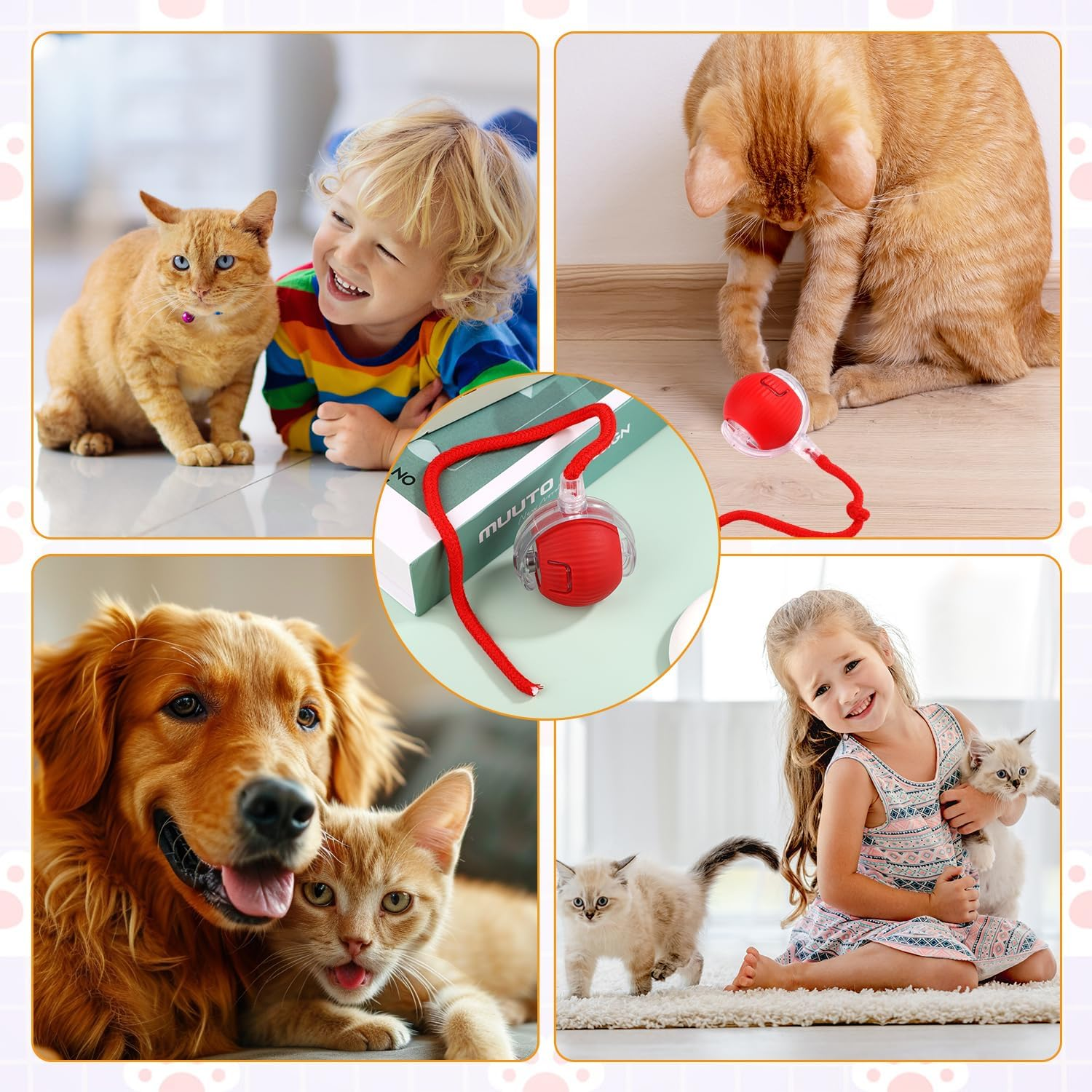 Chew Ball for Dogs, Interactive Cat Ball Toy, Automatic Rolling Ball for Dogs, Intelligent Ball with Charging Cable for Dogs, Cats, Entertainment and Exercise image number 6