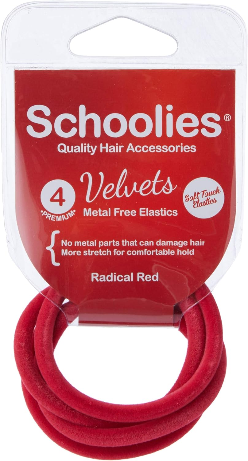 Schoolies Hair Accessories Hair Velvets 4 Pieces, Radical Red