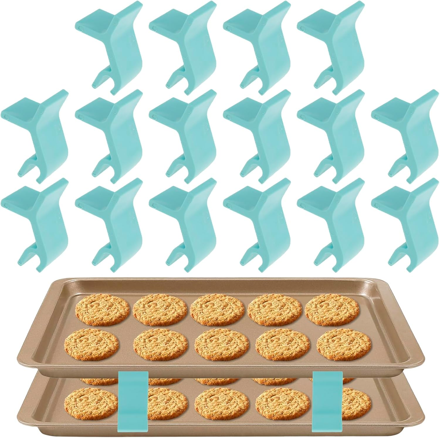 Abizarch 16Pcs Baking Sheet Stackers Set, Space-Saving Tray Stackers, Trays Stacking Holder,Multipurpose Baking Tray Stackers for Freeze Dryer Trays 5X3X2.5 Cm(Blue)