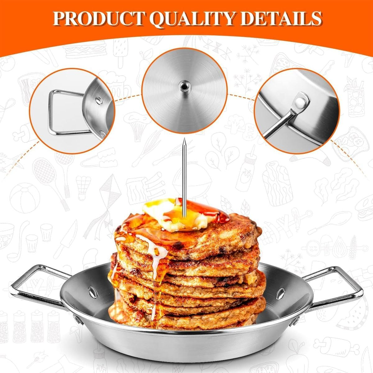 AIMALL Stainless Steel Vertical BBQ Pan Accessories Set - 3 Removable Skewers, Brush, Cushion Gloves, Oil Bottle, Brush Hook image number 6