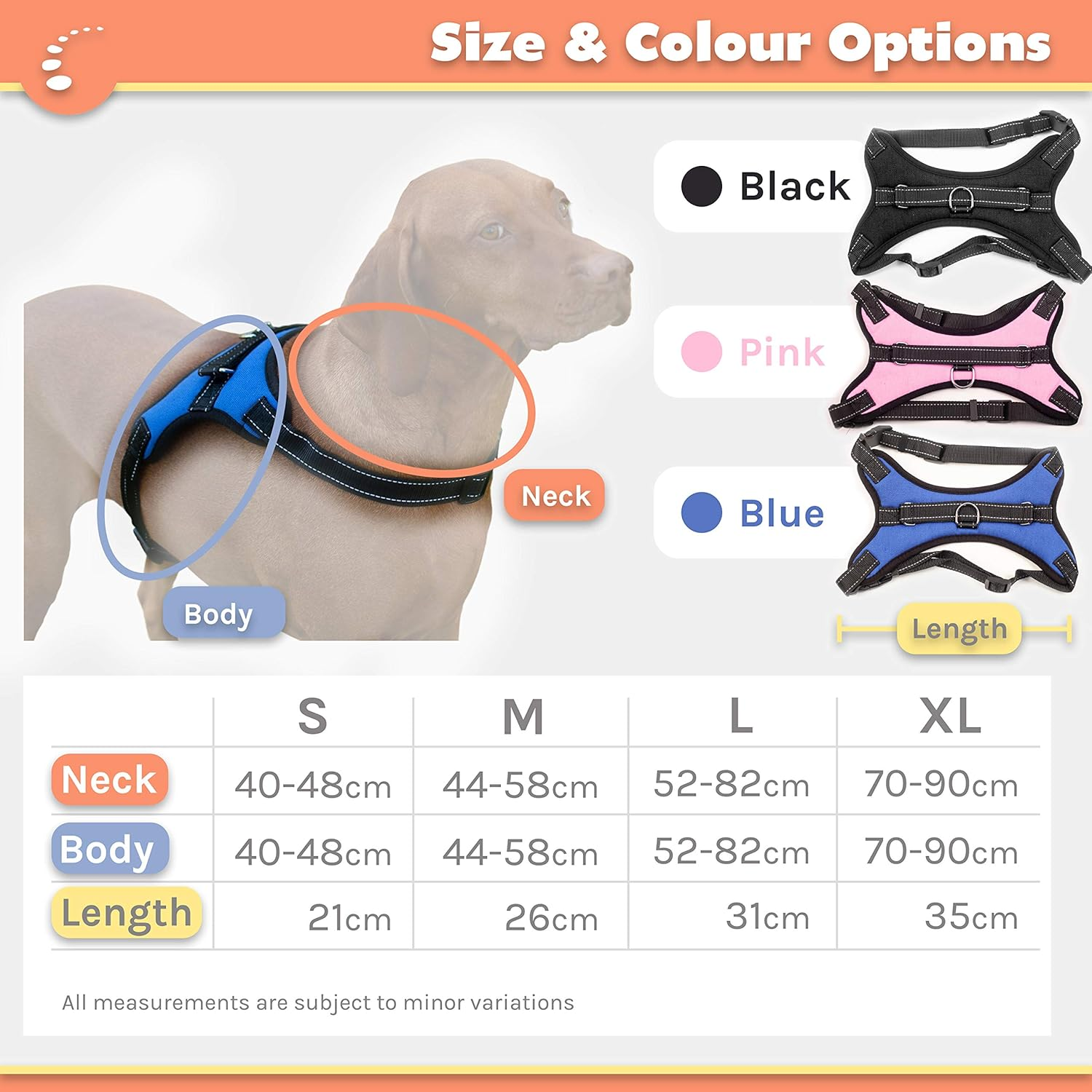 Zenify Pets Dog Harness - Chest Control Grab Adjustable Reflective for Medium Dogs (Pink, Medium)&hellip; - Black Medium image number 3