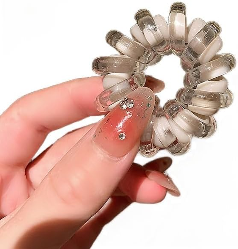 Double-Layer Spiral Hair Ties, 3Pcs/Pack Waterproof Ponytail Holders Telephone Cord Hair Coils for Woman Twisty Hair Ties for Thick Hair (Black)