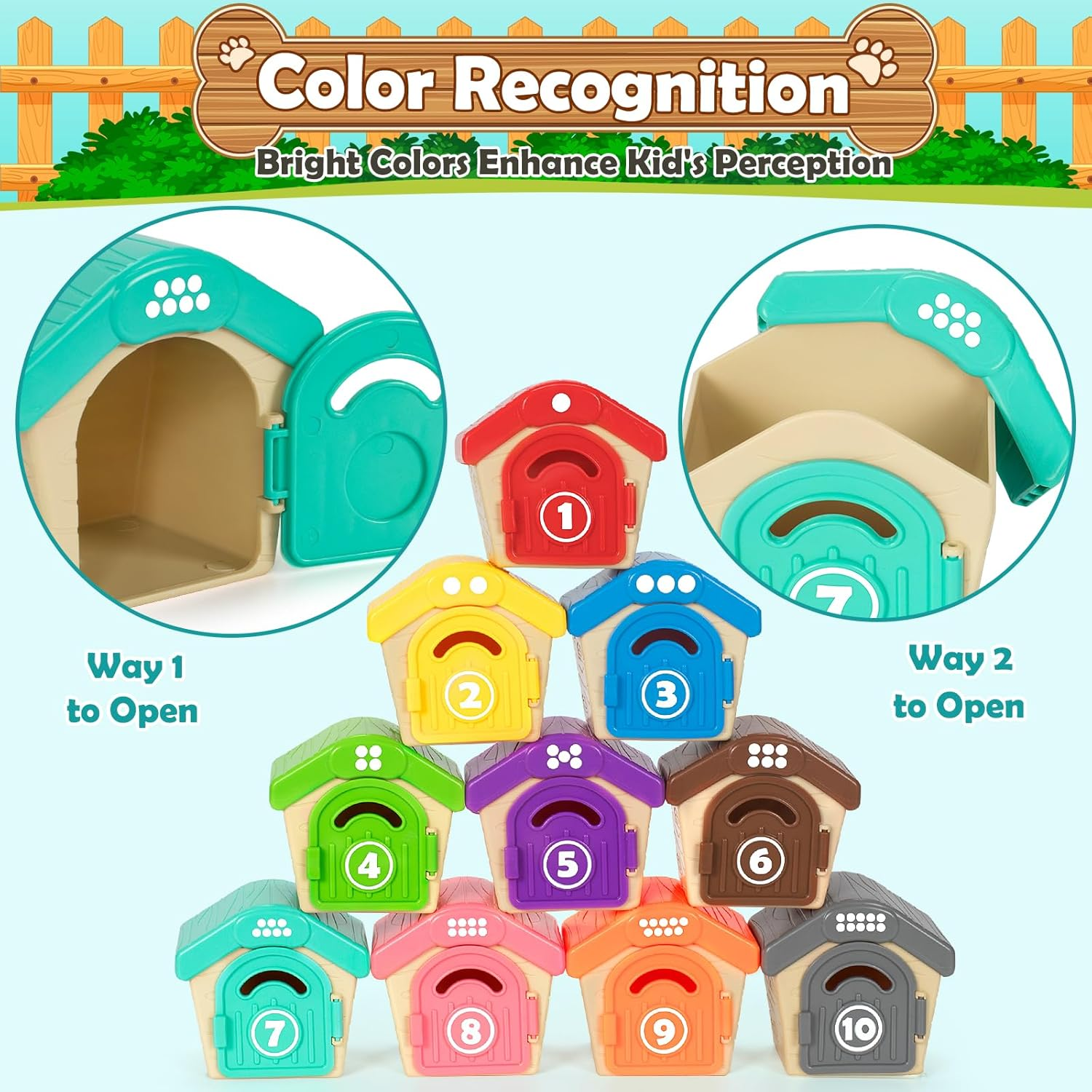 Aigybobo Learning Toys for Toddlers 1 2 3 Year Old, 20 Pcs Pet Dog Toys for Kids, Animal Counting Matching Sorting Fine Motor Educational Playset, Puppy Gifts for Baby Boys Girls Age 12-18 Months image number 4