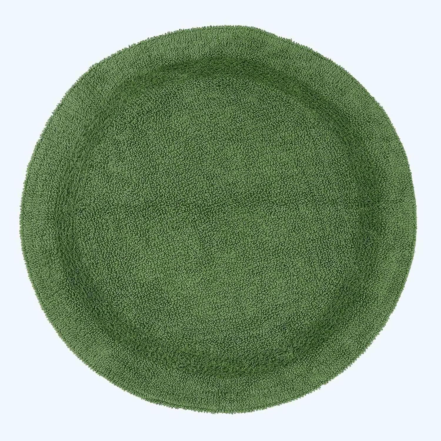 HOMESCAPES round Bath Mat Soft 100% Cotton Reversible Non Slip Washable Super Absorbent Quick Dry Grey 80Cm