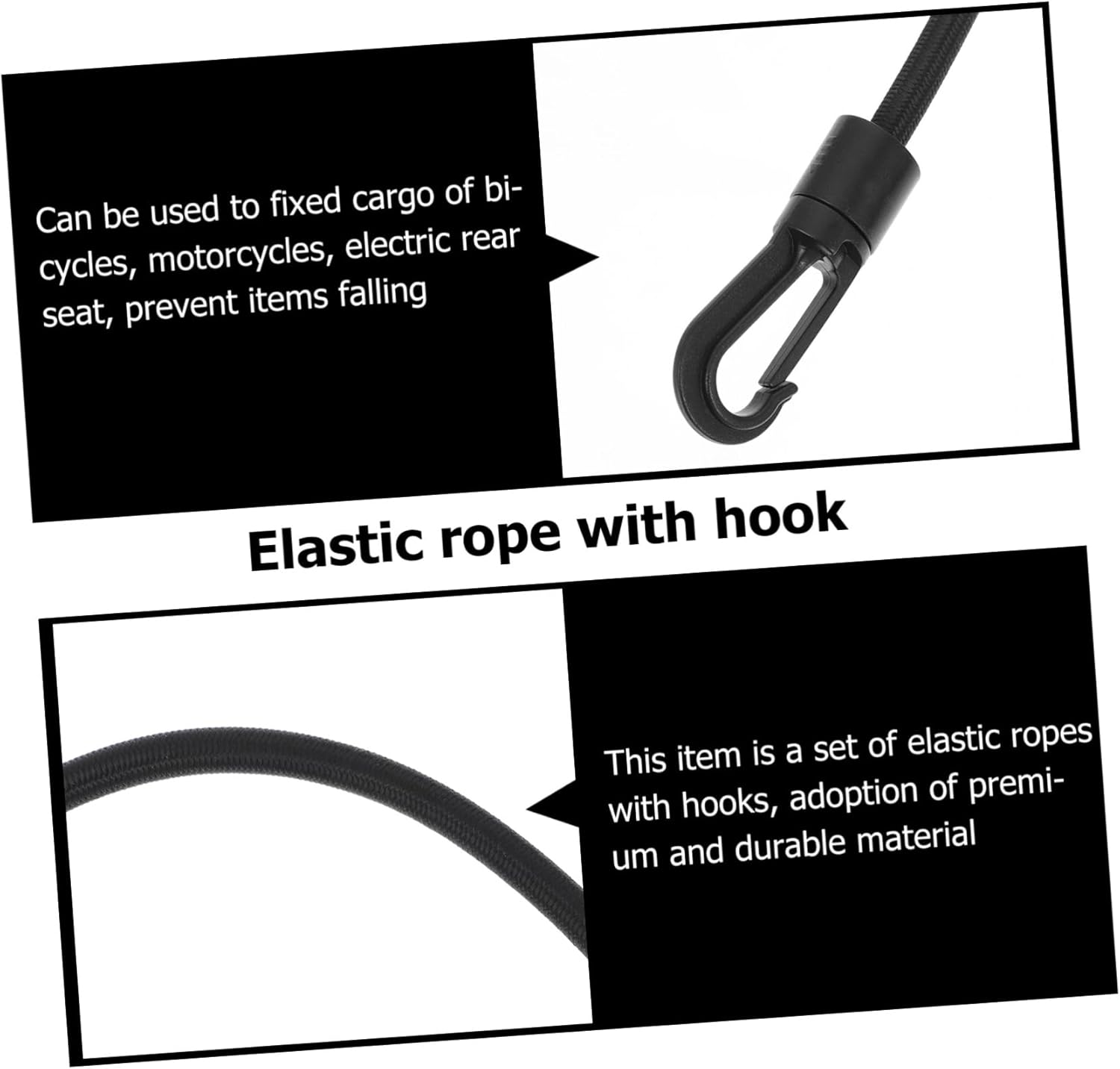INOOMP Elastic Auto Luggage Bundling Straps with Hooks 4Pcs, Stretchy Cargo Fixing Tie Belts for Camping and Travel Accessories image number 4