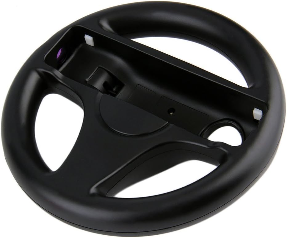 Jadebones 2 Pack Racing Steering Wheel with Wrist Strap for Wii and Wii U Remote Controller (Black+White) image number 2