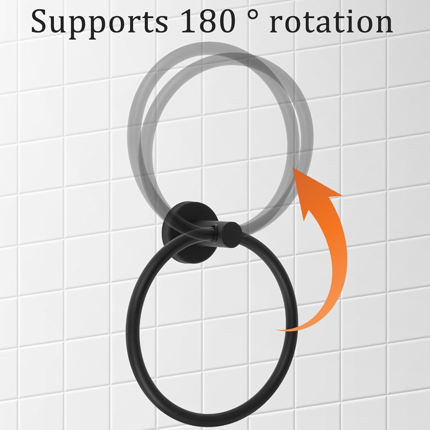 Matte Black Stainless Steel Towel Ring Holder - Wall Mount round Bath Towel Rack, Space Saving Modern Towel Hanger for Bathroom and Kitchen