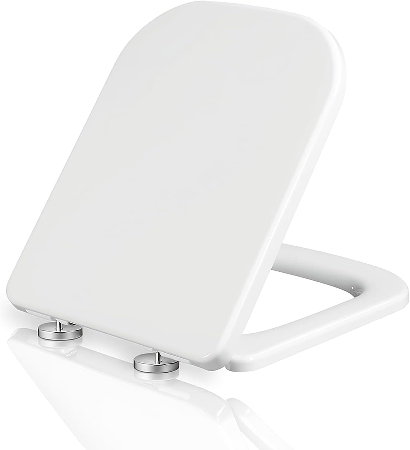 Mass Dynamic Square Toilet Seat with Soft Close Top Fix Toilet Seats with One Button Quick Release Cleaning for Better Hygiene, Rectangle Loo Seat with Adjustable Hinges image number 3