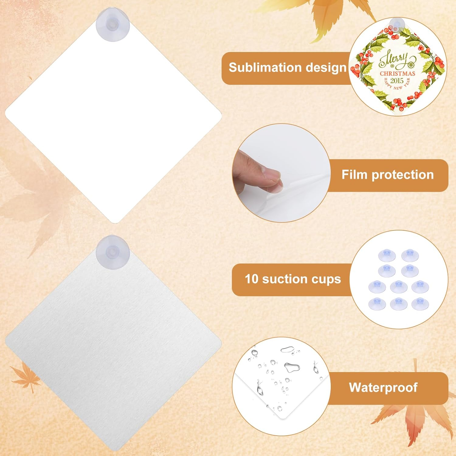10Pcs Sublimation Blank Suction Cup Sign, Suction Cup Car Window Sign Sublimation Metal Sign Blanks Removable Blank Car Window Sign Car Safety Warning Sign for DIY Crafts
