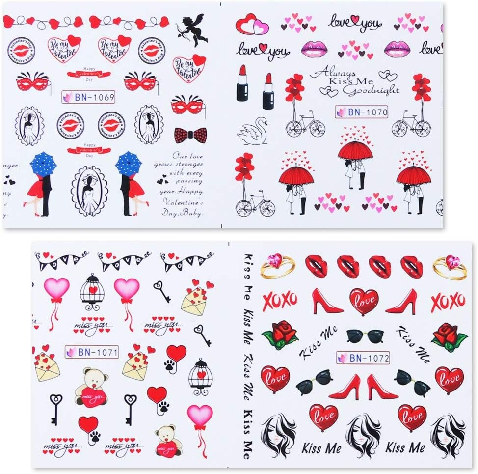 12 Designs Nail Stickers Valentine'S Day Manicure Decoration Nail Art Decals 16.5X25.5Cm Zhengpingpai image number 3