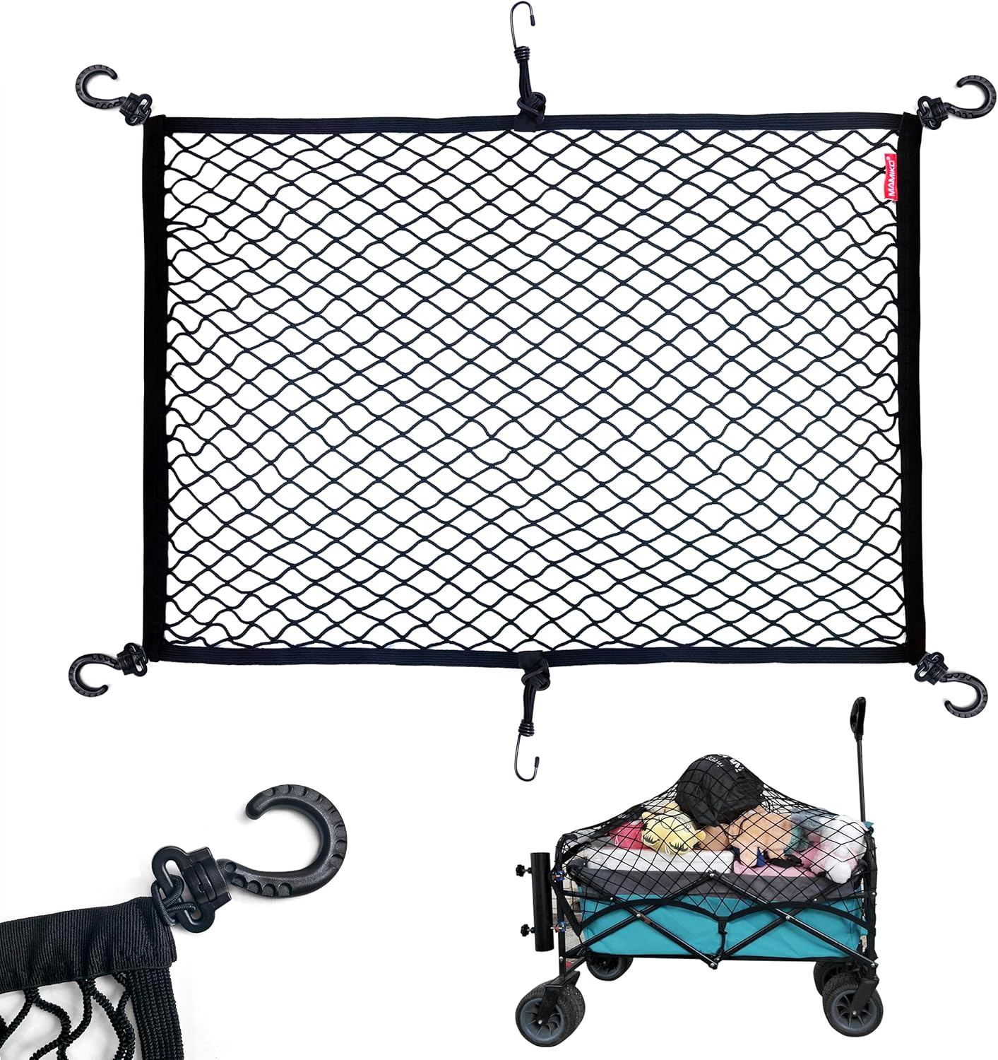 ISIU Cargo Net for Utility Folding Wagon, Garden Cart, Folding Trolley Cart, Beach Cart, Made of Heavy Duty Nylon Net with Storage Bag / 38"X32" image number 1